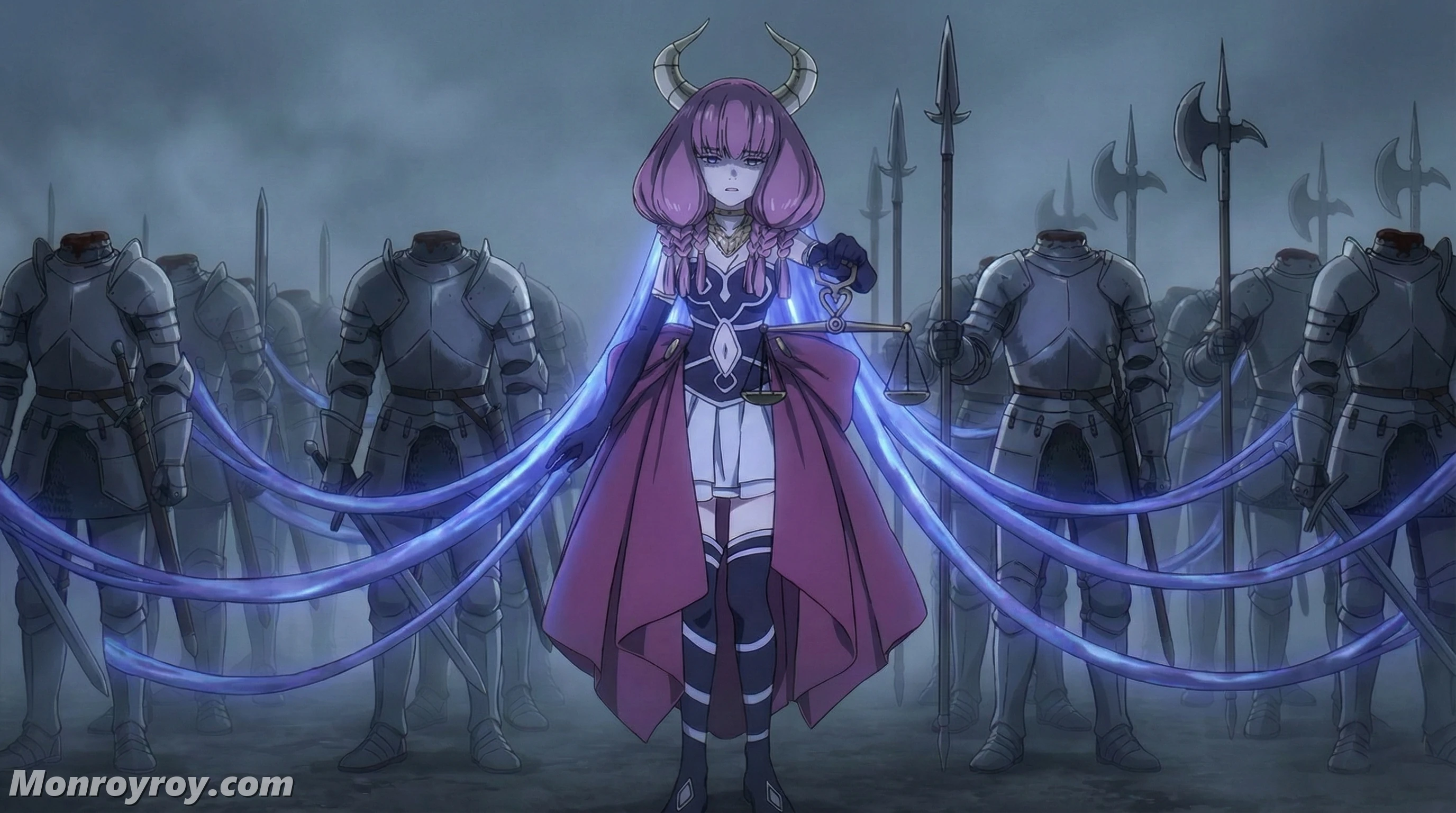 Aura the Guillotine using Auserlese and the Scales of Obedience above her Immortal Army