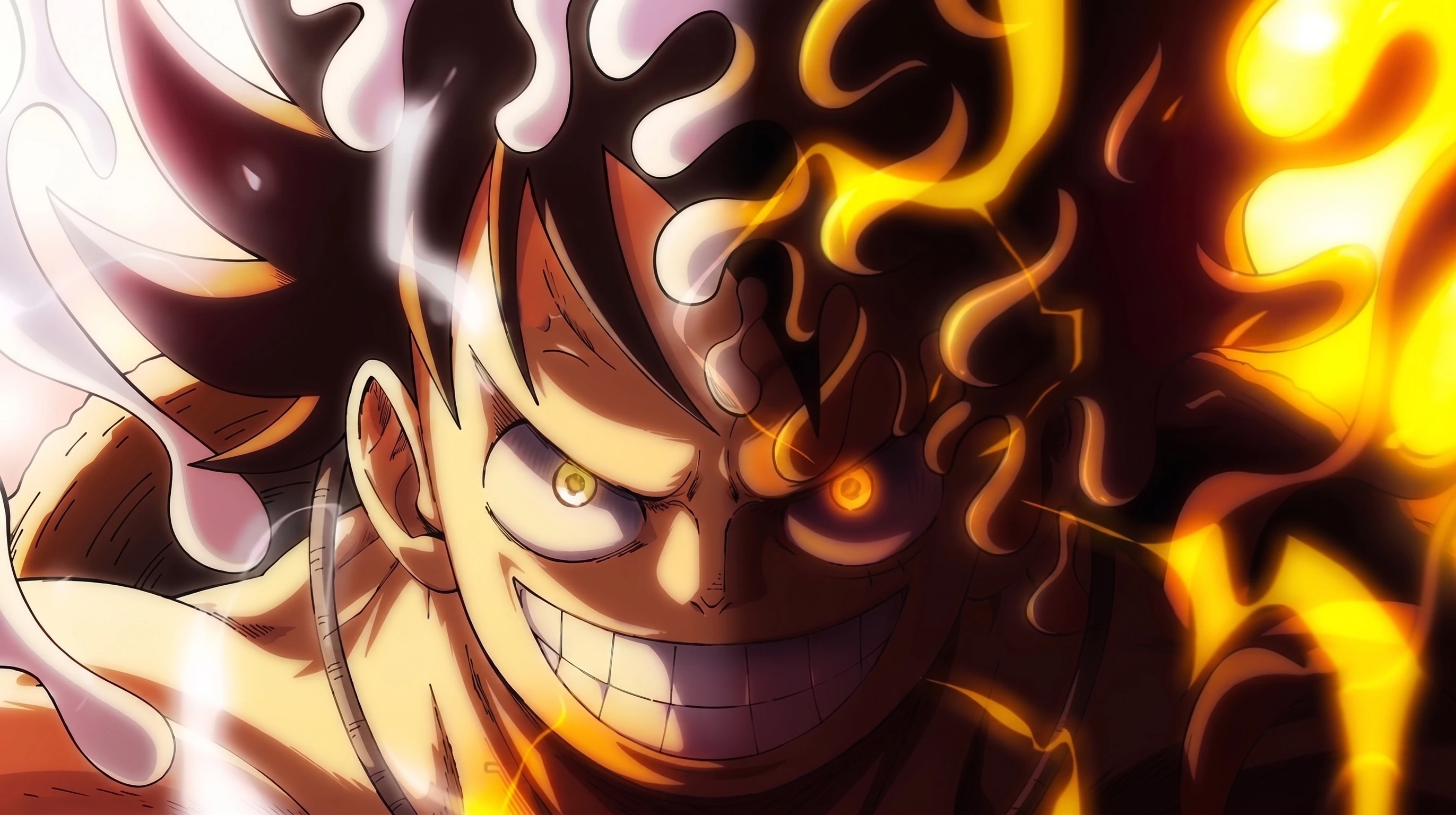 Scopper Gaban blocks Imu while Luffy begins a deeper Nika awakening