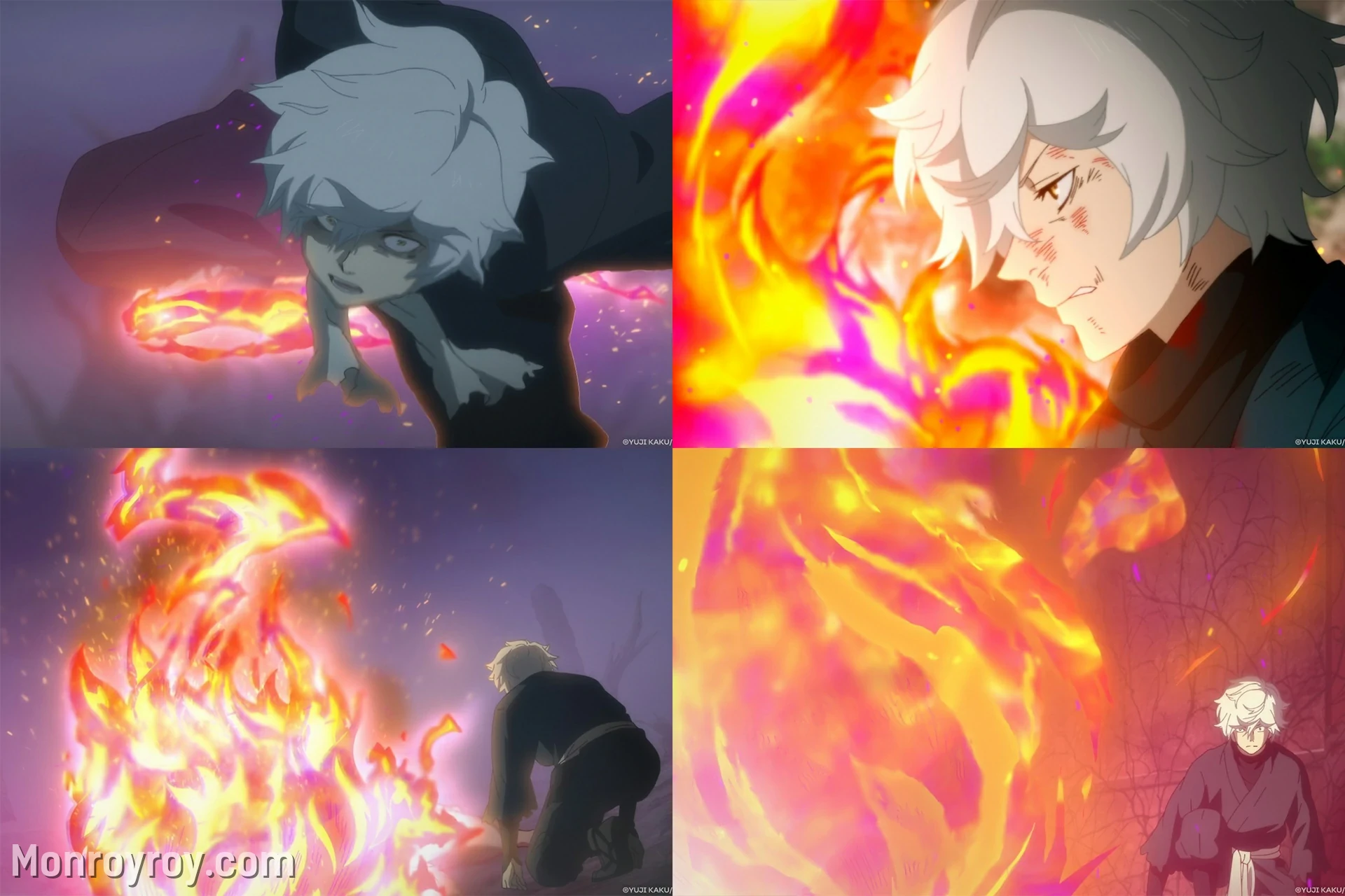 Gabimaru using fire ninjutsu and high-speed taijutsu in Hell’s Paradise