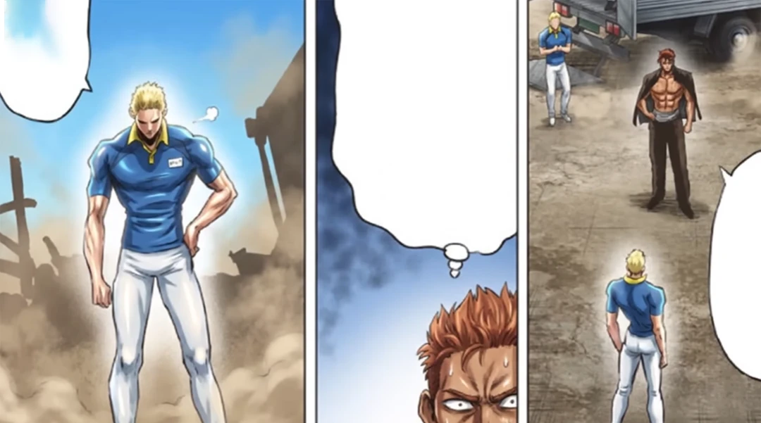 Garou accepting Suiryu martial arts challenge while Bang watches