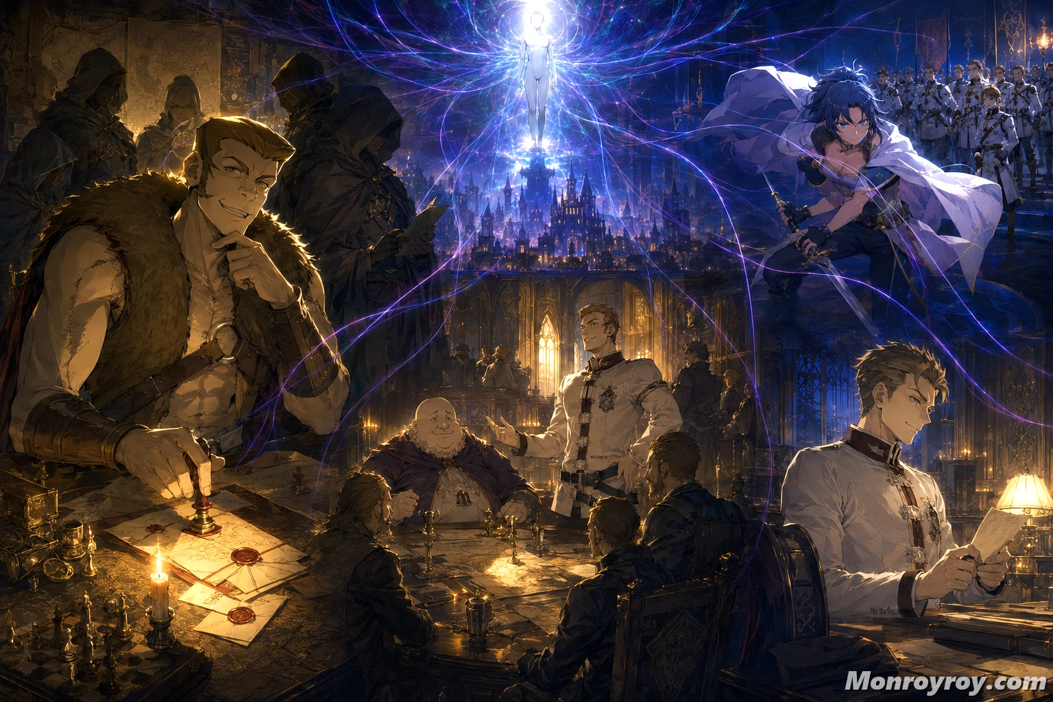 Hitogami controlling Geese and other apostles across the Asura Kingdom