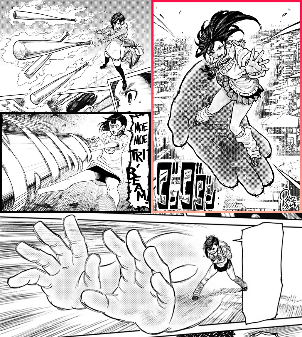 Momo Ayase using psychokinesis and close combat against the Kito Family