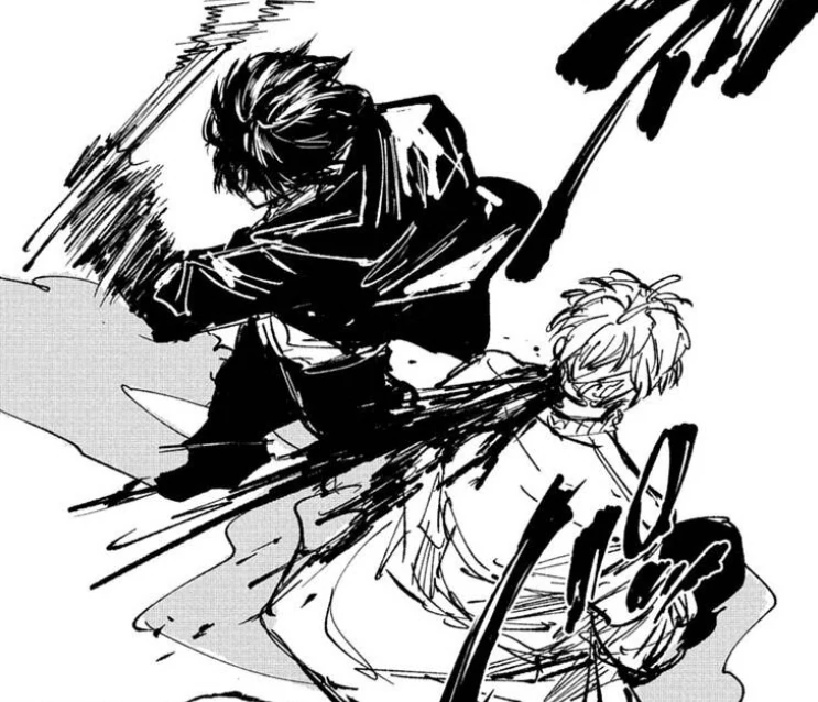 Nagumo standing over the wounded Uzuki after his neck attack in Chapter 269