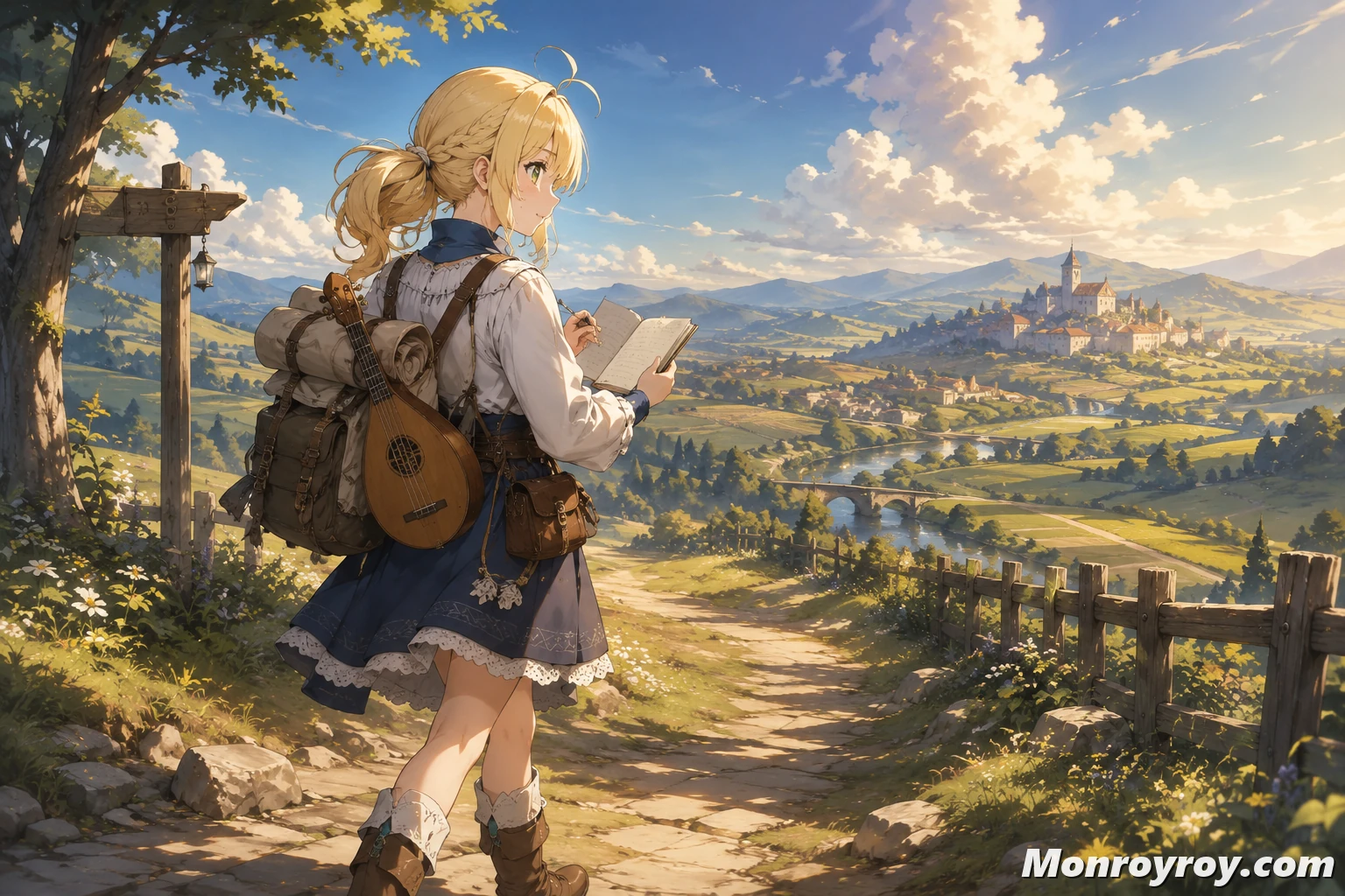 Alternate-timeline Norn traveling as a B-rank adventurer bard before meeting Ruijerd