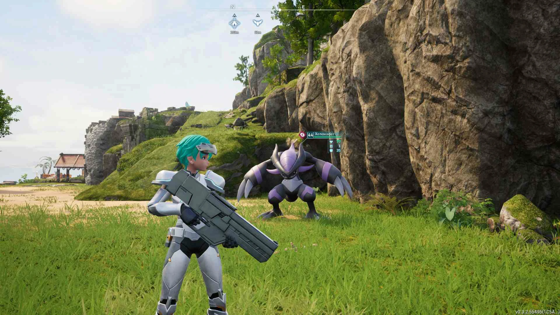 Palworld player landing an accurate Laser Rifle shot on an enemy weak point