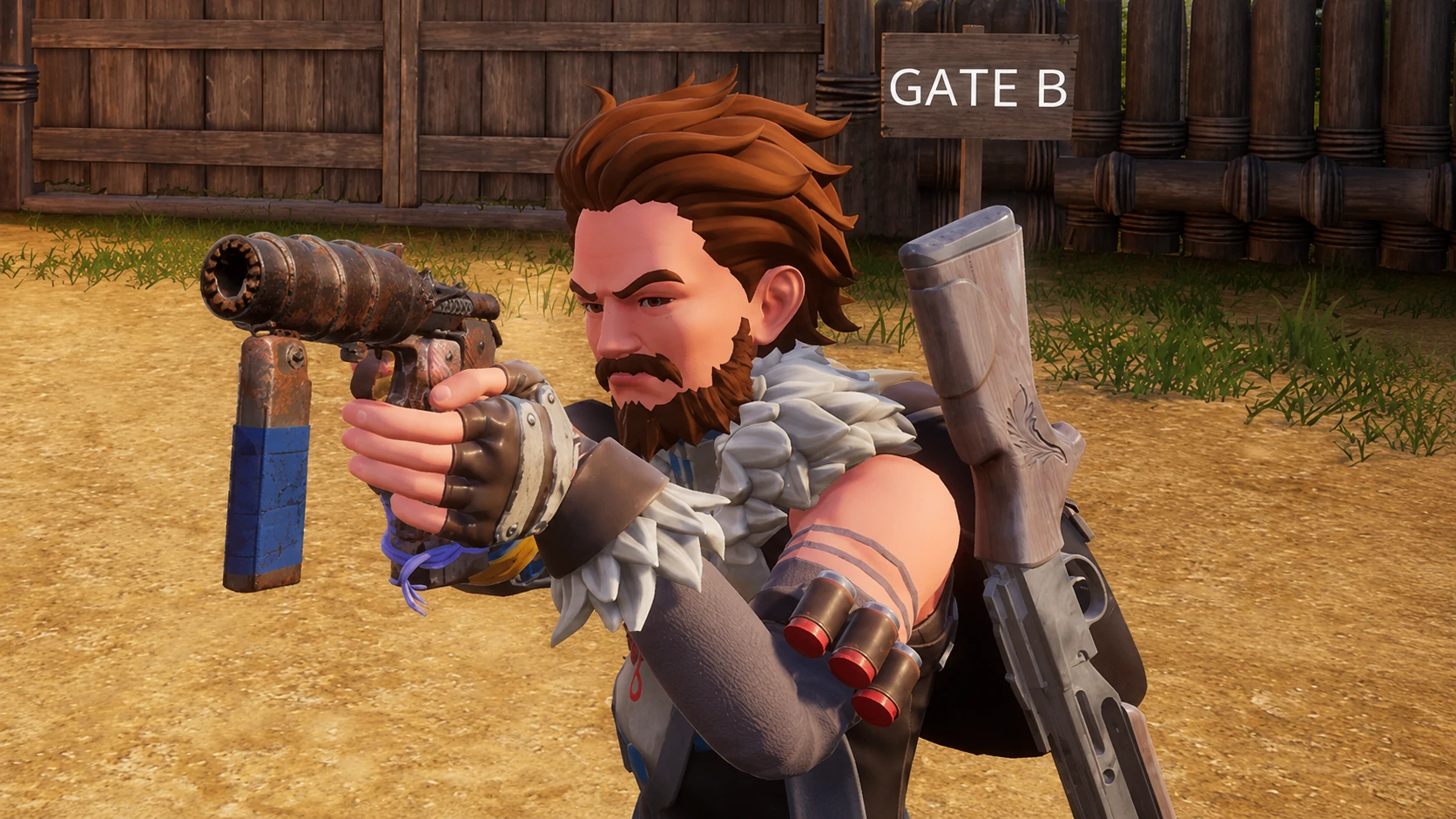 Palworld player firing a Makeshift Shotgun at point-blank range