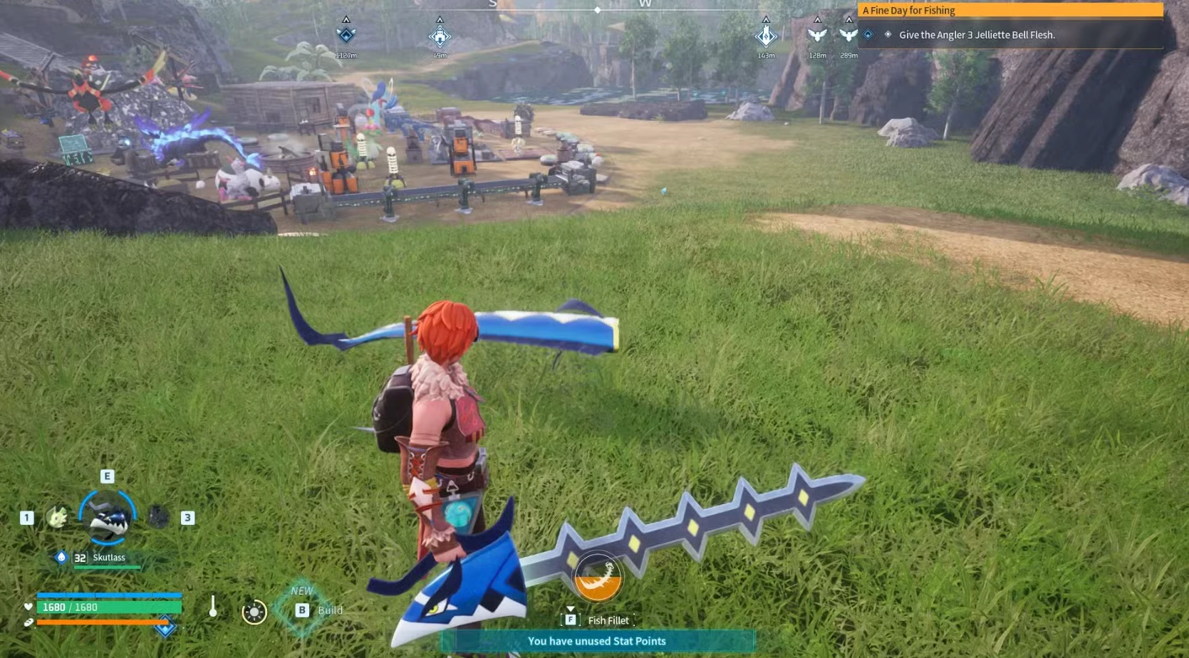 Skutlass transforming into a katana through its Palworld partner skill