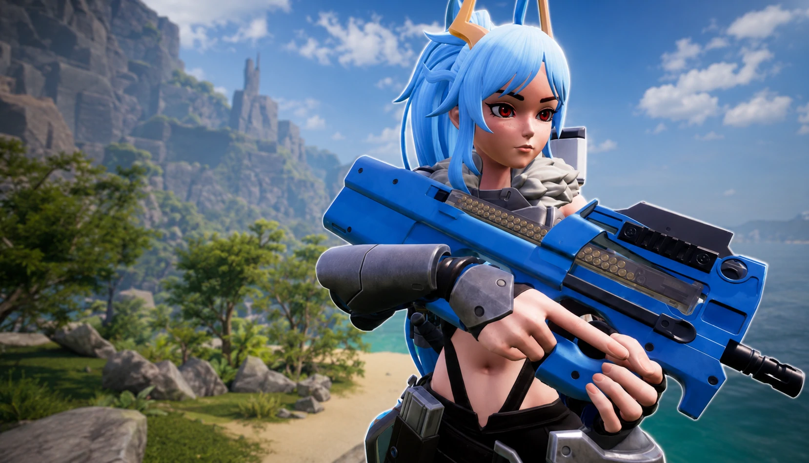 Tactical Grenade Launcher clearing a group of enemies during a Palworld raid