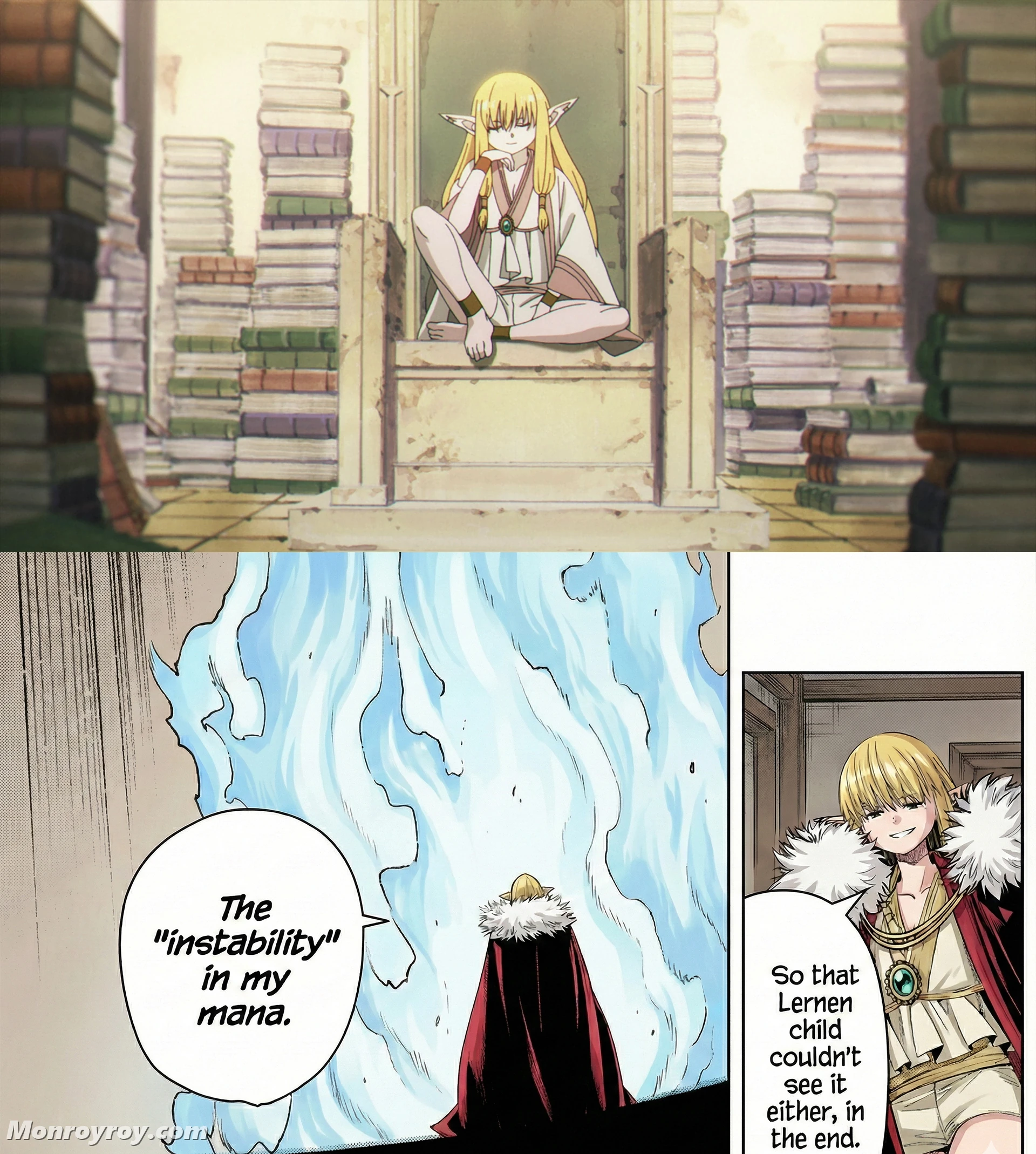 Serie displaying overwhelming mana and ancient magical authority in Frieren