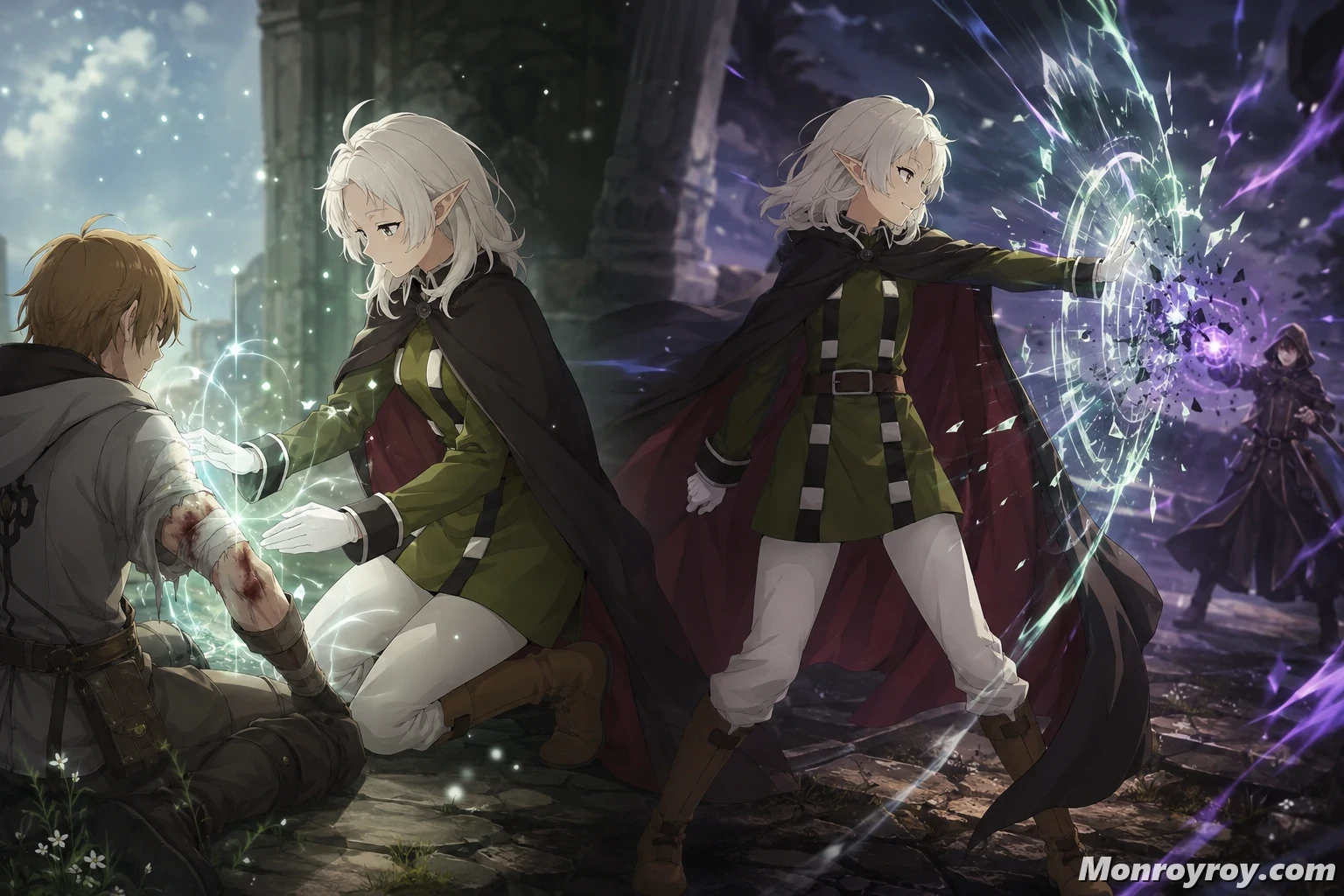 Sylphiette using voiceless healing magic and Disturb Magic