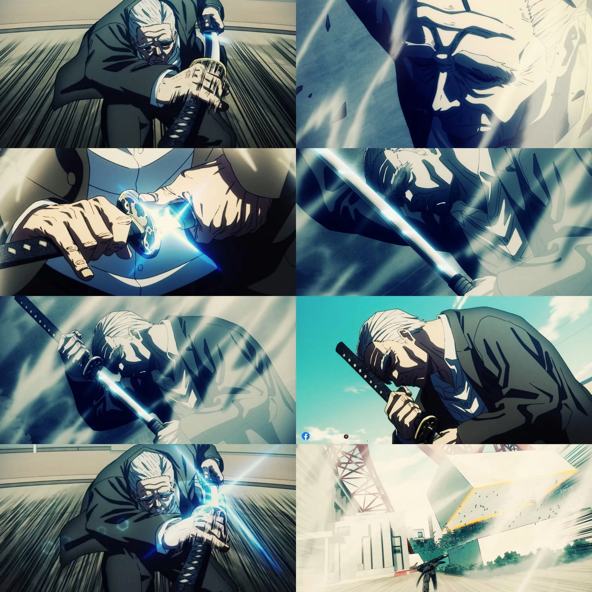 Takamura drawing his katana against several elite assassins