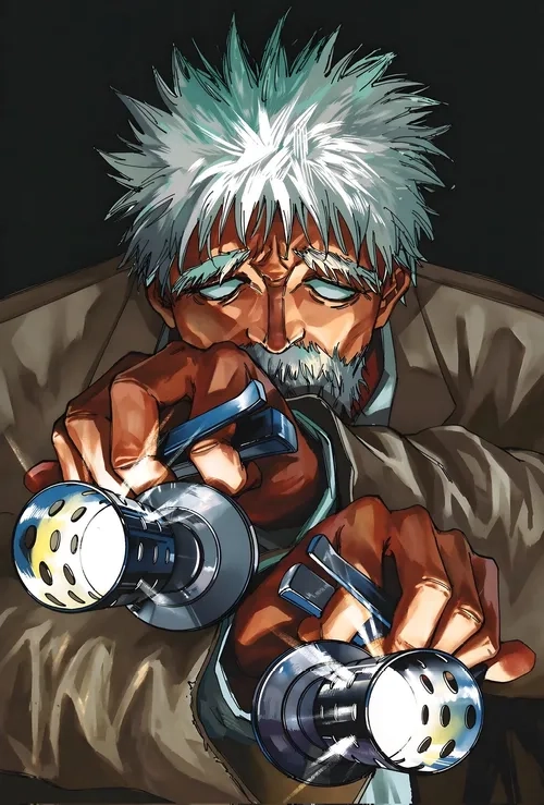 Torres using dual sandblasters against Sakamoto