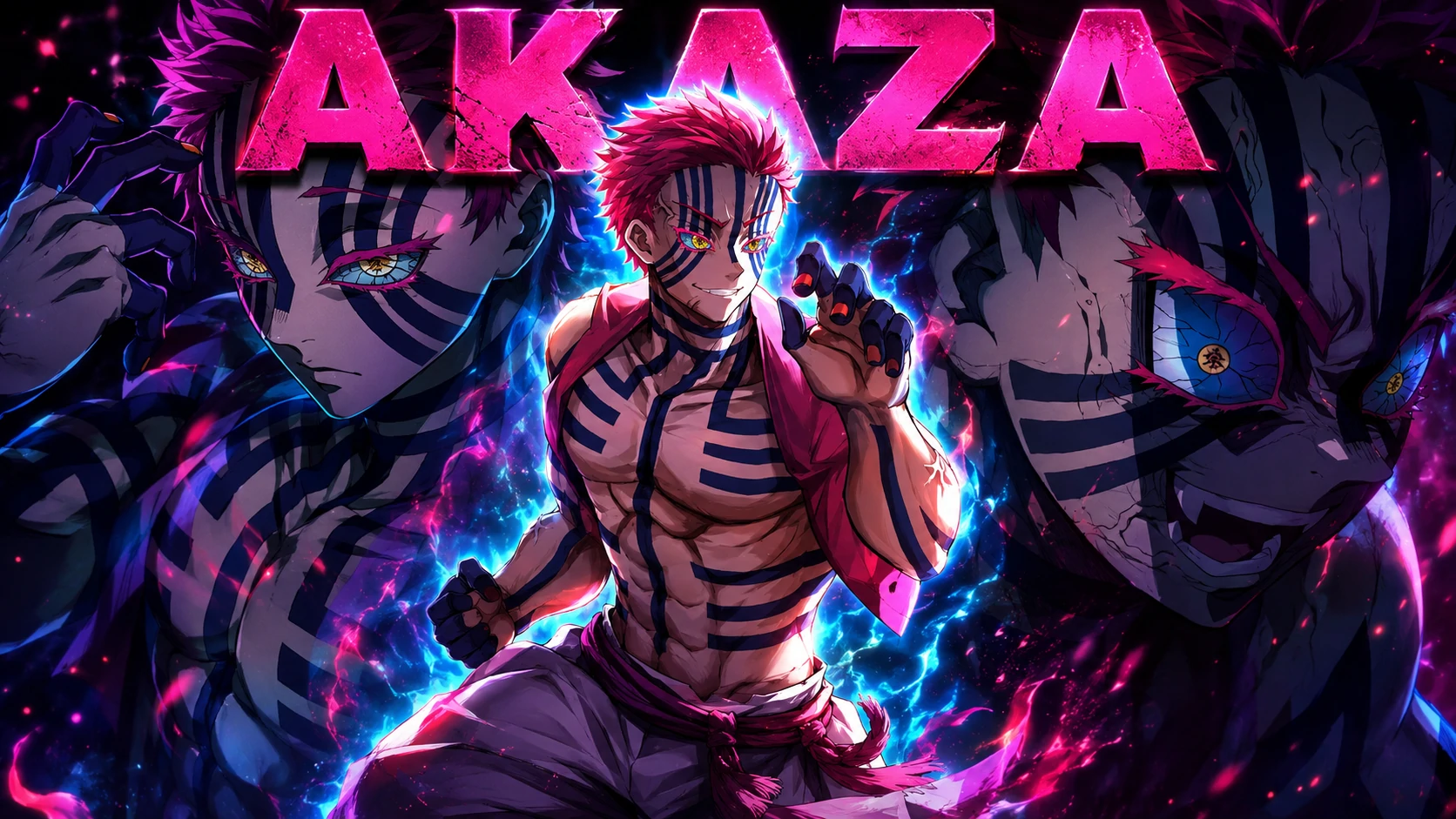 Akaza backstory showing Hakuji Koyuki Keizo and Upper Rank Three