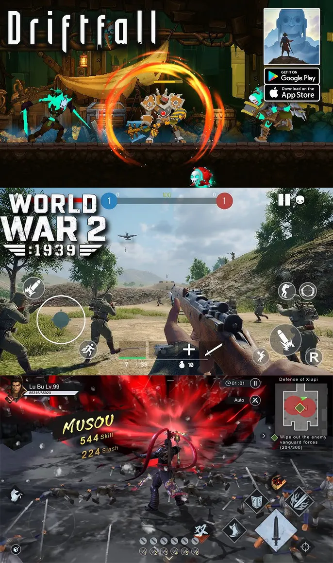 Dynasty Warriors Overlords World War II 1939 and Driftfall Pixel Action RPG