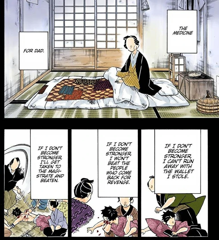 Young Hakuji stealing medicine for his sick father during the Edo period