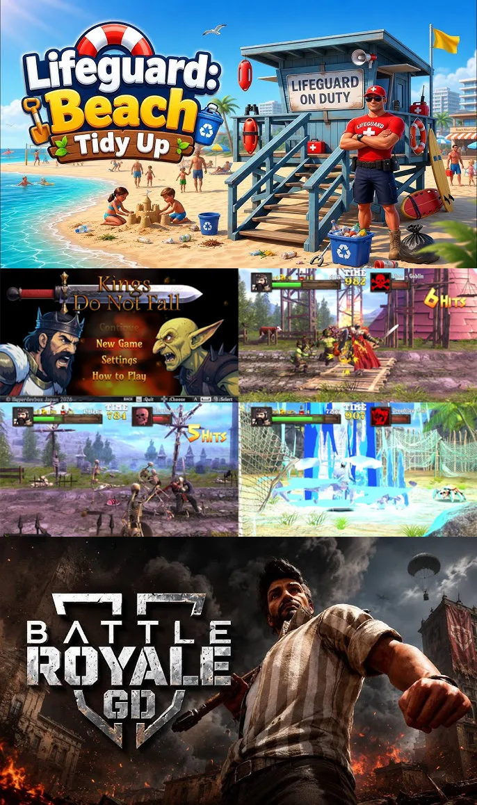 Lifeguard Beach Tidy Up Kings Do Not Fall and Battle Royale GD