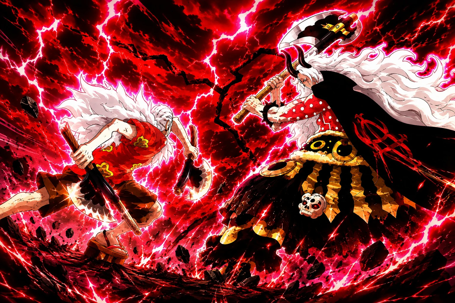 One Piece Chapter 1190 predictions featuring Scopper Gaban confronting Imu in Elbaph